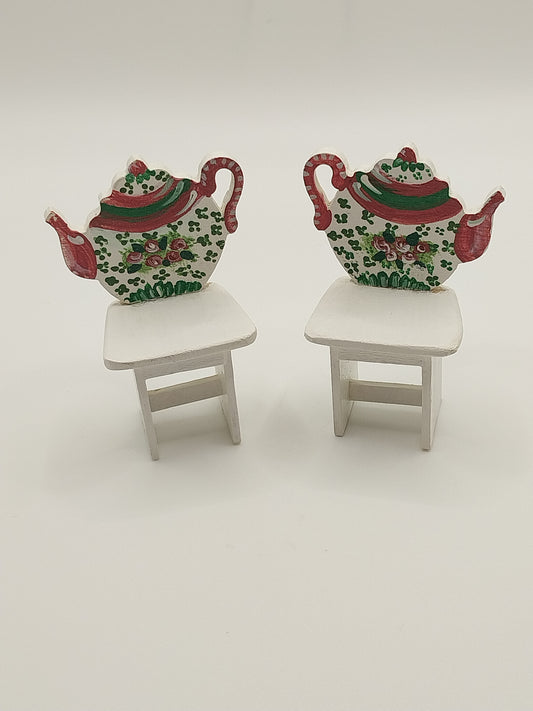 Pair of Child's Teapot Chairs, Handpainted