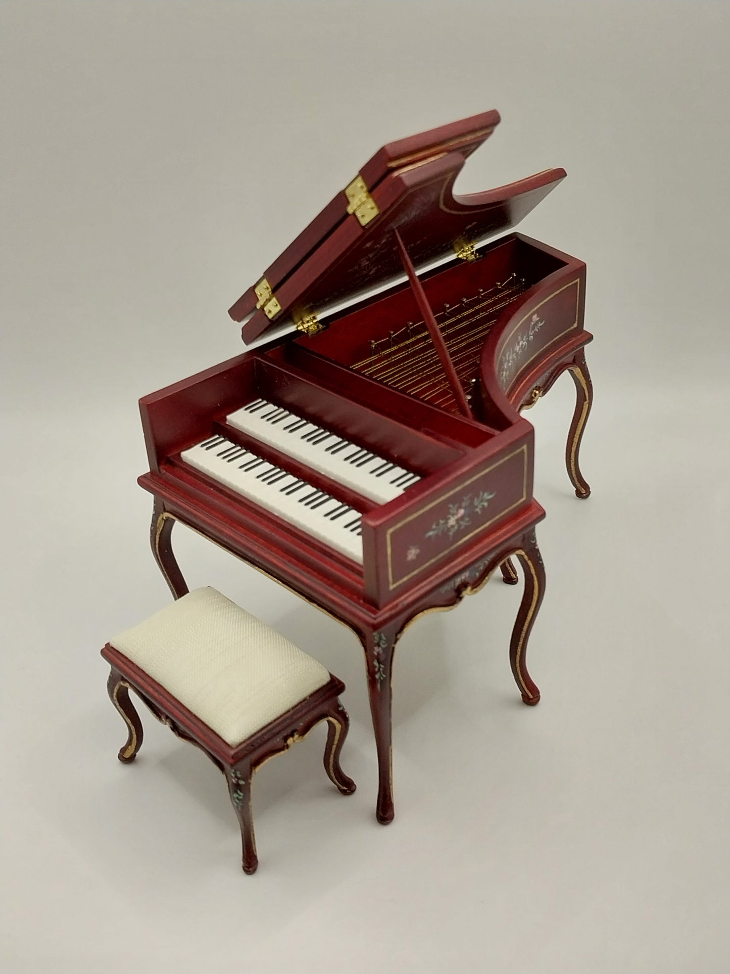 Grand Piano & Stool, French Baroque, Mahogany, Handpainted