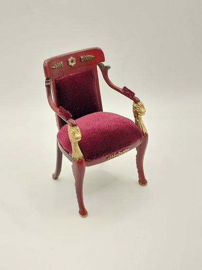 Empire Chair, Burgandy Velvet, Mahogany & Gold