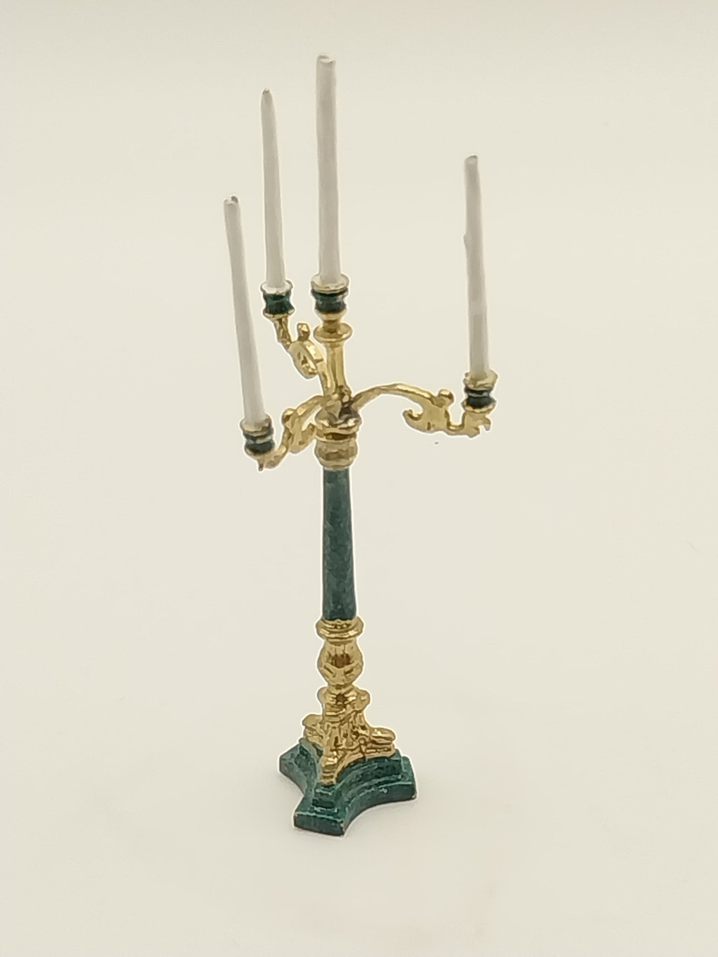 3 Arm Candelabra Pair, Gold & Marble