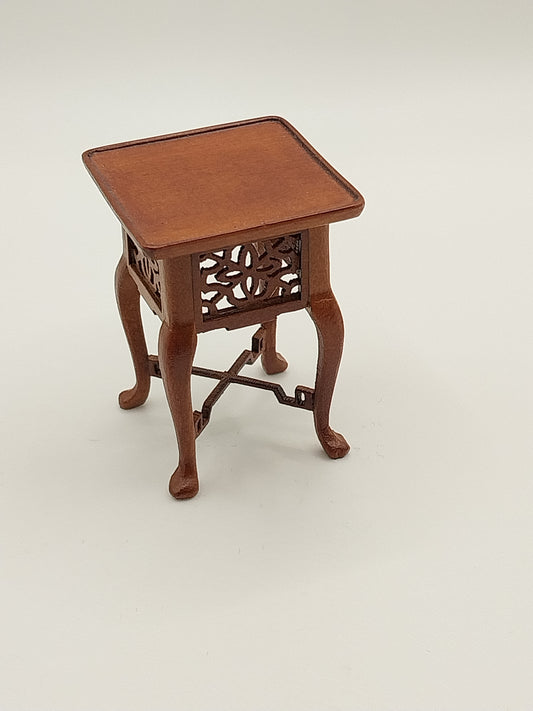 Chinese Chippendale Side Table, New Walnut