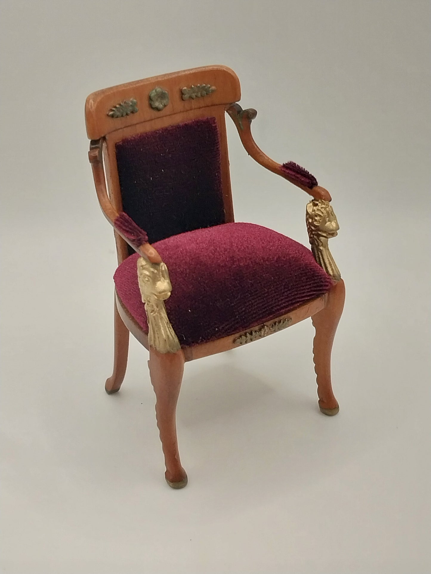 Empire Chair, Burgandy Velvet, New Walnut & Gold