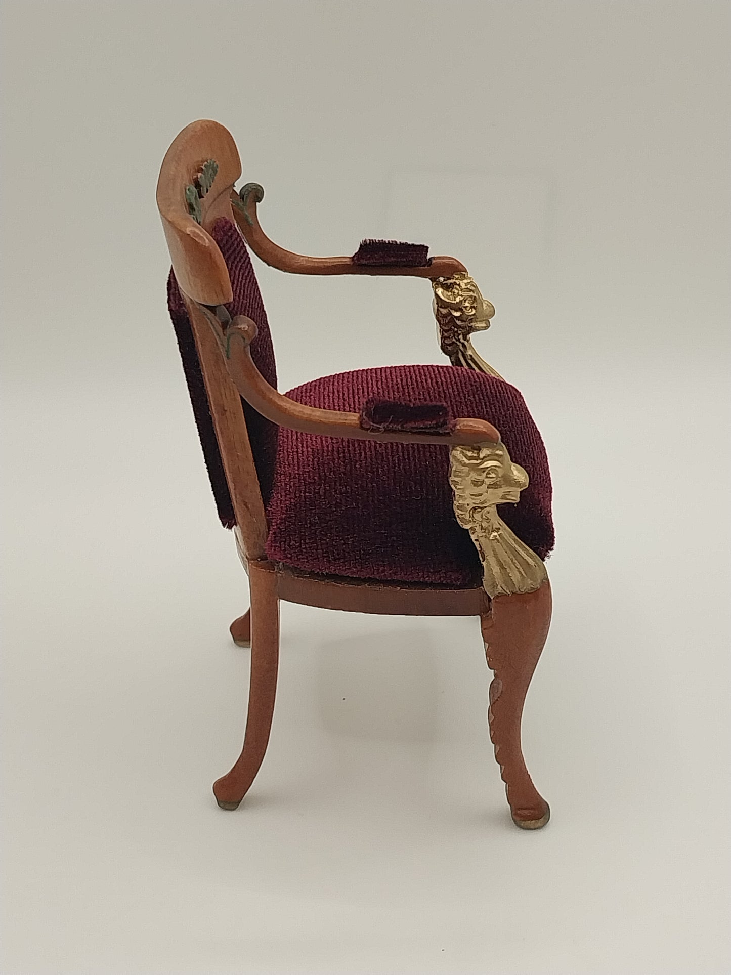 Empire Chair, Burgandy Velvet, New Walnut & Gold