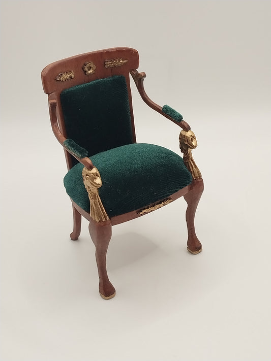 Empire Chair, Green Velvet, New Walnut & Gold