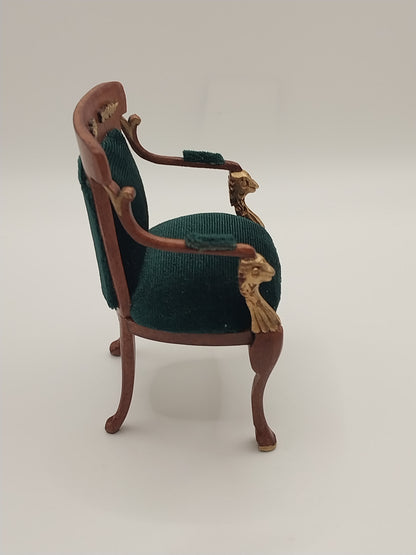 Empire Chair, Green Velvet, New Walnut & Gold