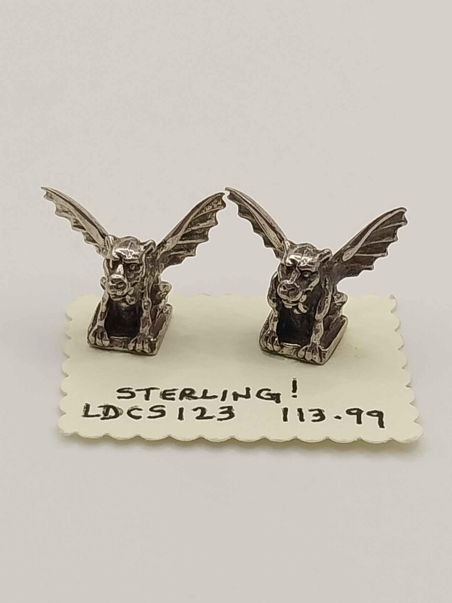 Gargoyle Bookends, Sterling Silver