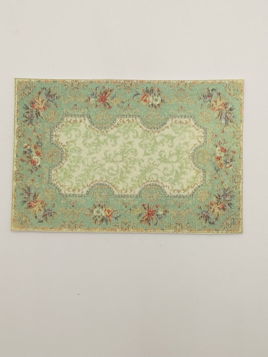 1/2" Scale Rug, Green Floral