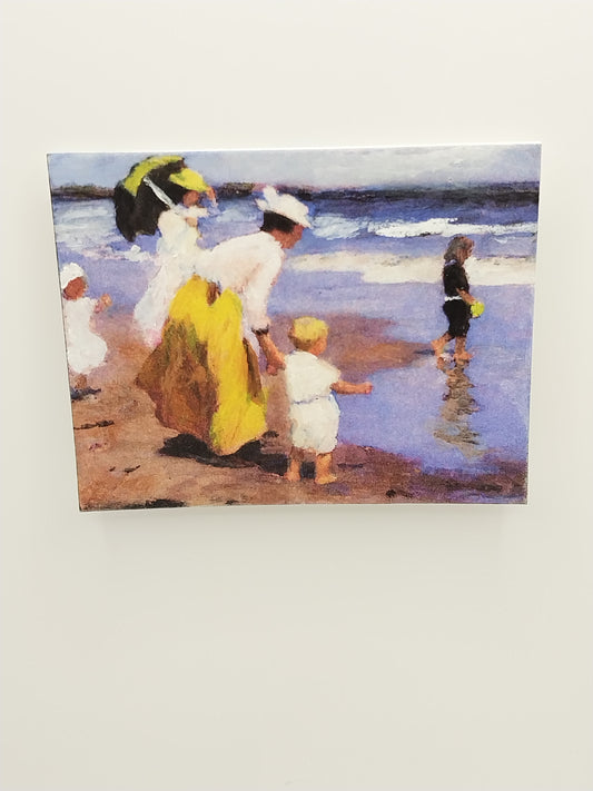 Oil Painting of Mother & Children at Beach