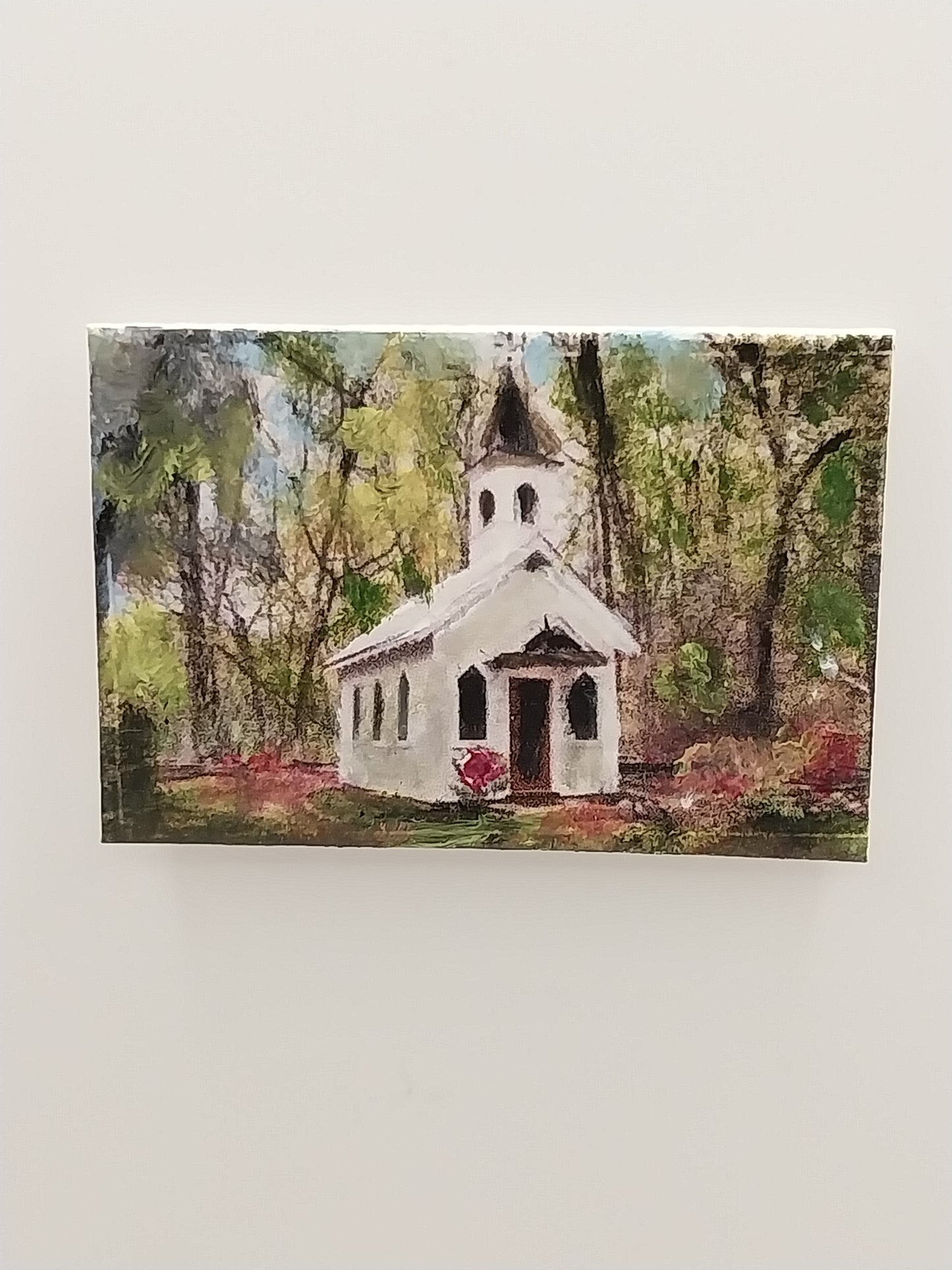 Oil Painting, Country Church in Woods, Small