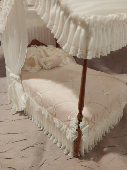 Canopy Bed with Pink Quilted Fabric