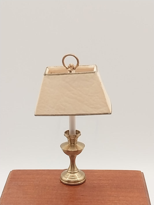 Desk Lamp, Brass Base with Cream Shade