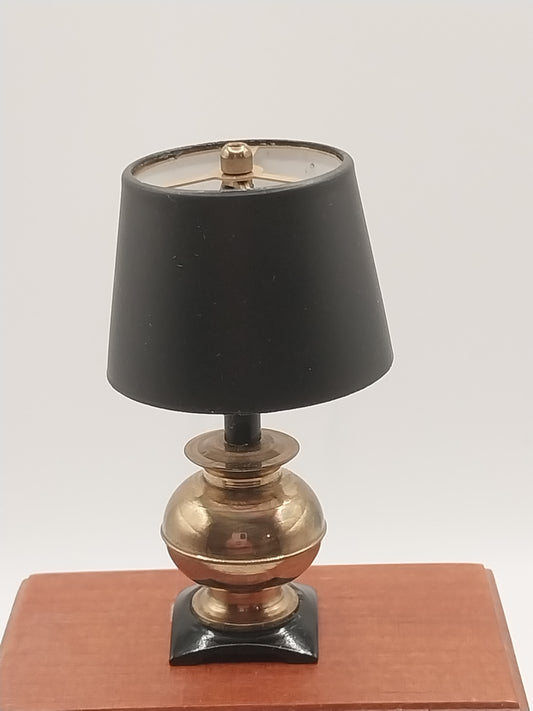 CBB638, Bean Pot Lamp, Brass with Black Shade