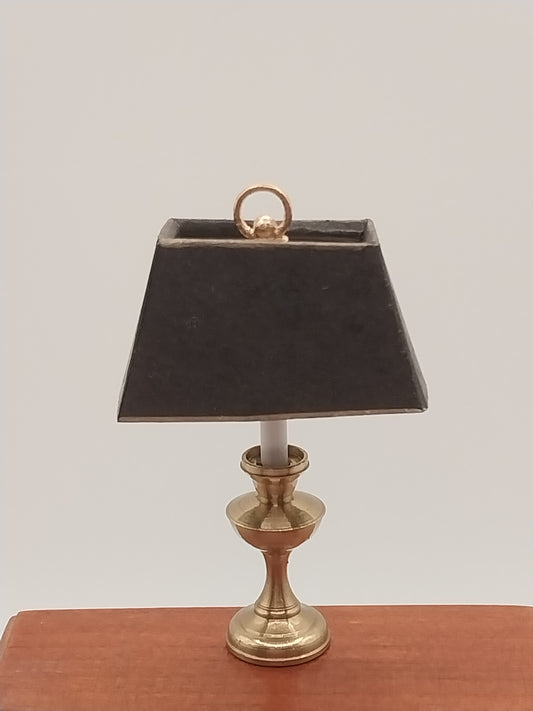 Brass Desk Lamp with Black Shade