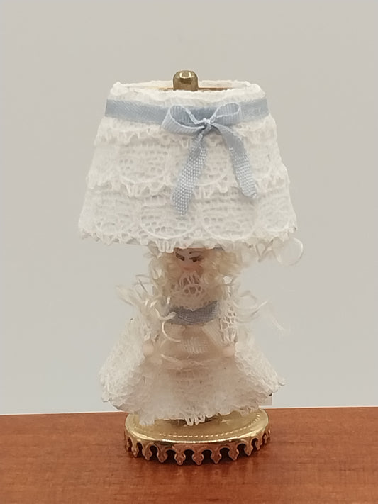 Victorian Girl Lamp, White Shade