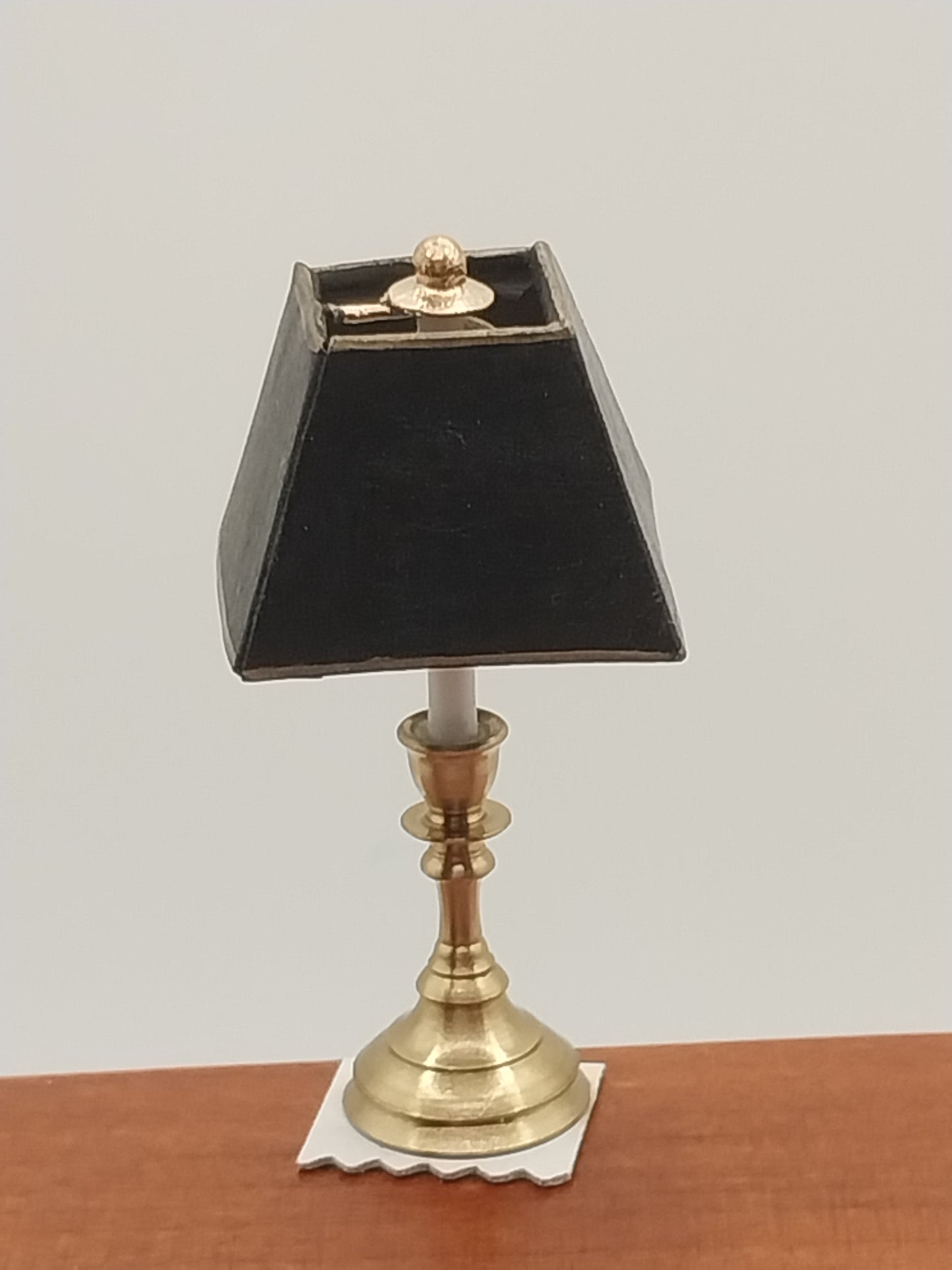 Brass Table Lamp, Black Shade, Small