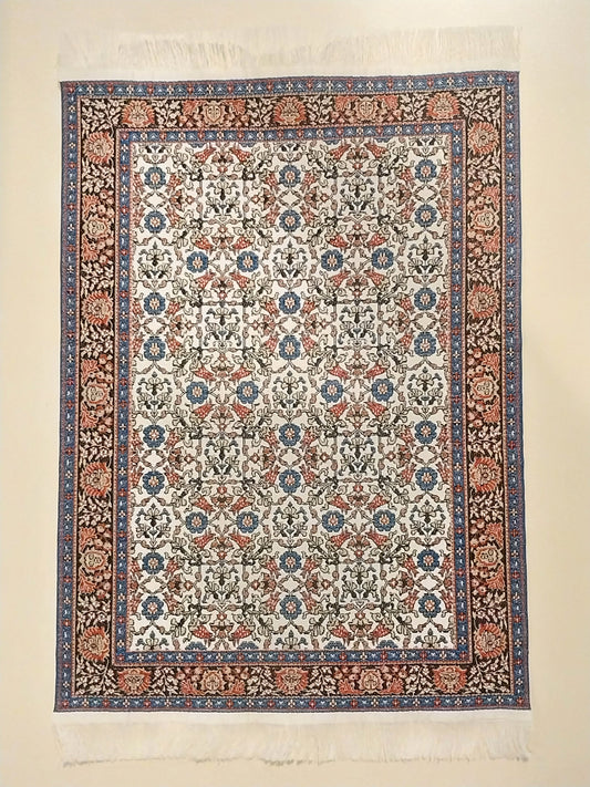 Rug, Oriental, Navy, White, & Red