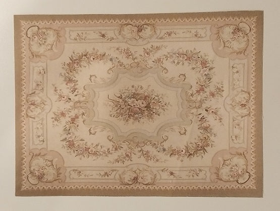 Rug, Oriental, Tan, Cream, Roses