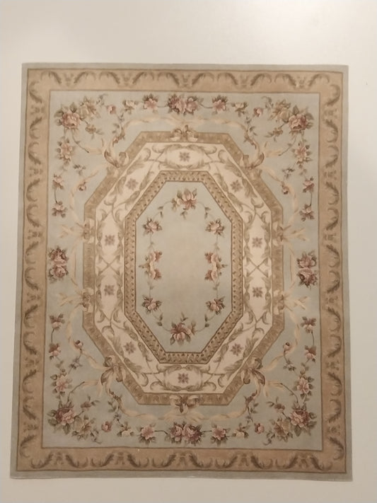 Rug, Oriental, Green, Beige, Rose