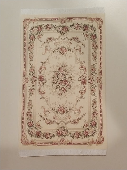 Rug, Oriental, Cream, Burgundy Rose, Gold