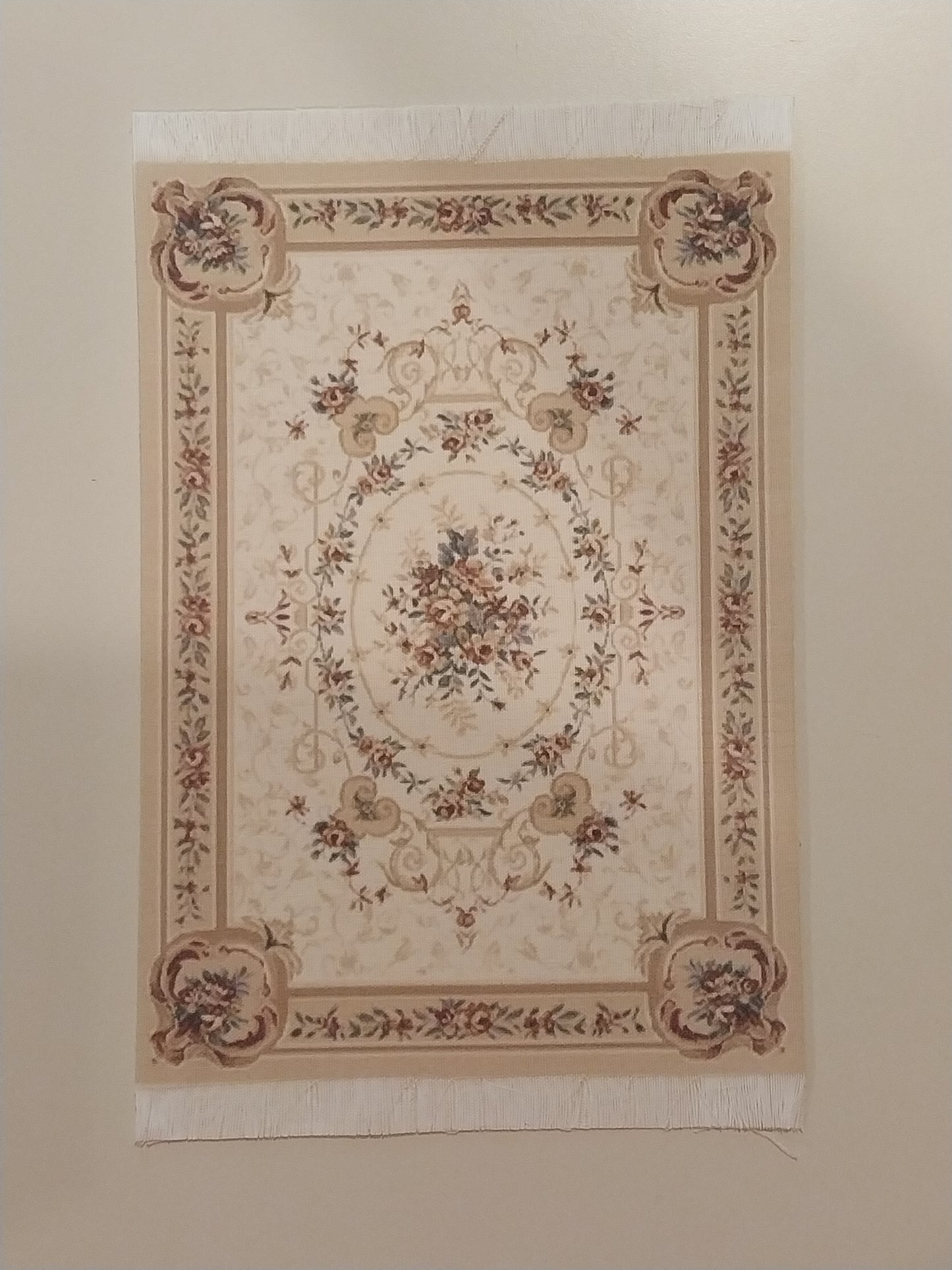 Rug, Oriental, Cream, Tan, Rose