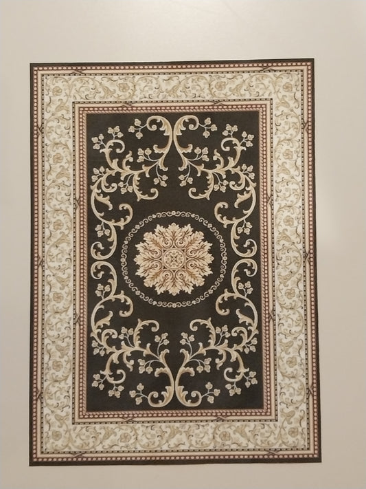 Rug, Cream, Black, Gold