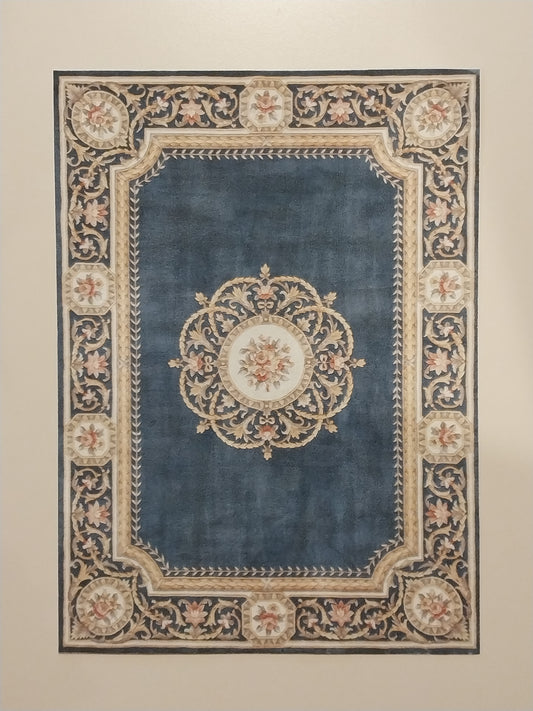 Rug, Oriental, Navy, Gold, Pink