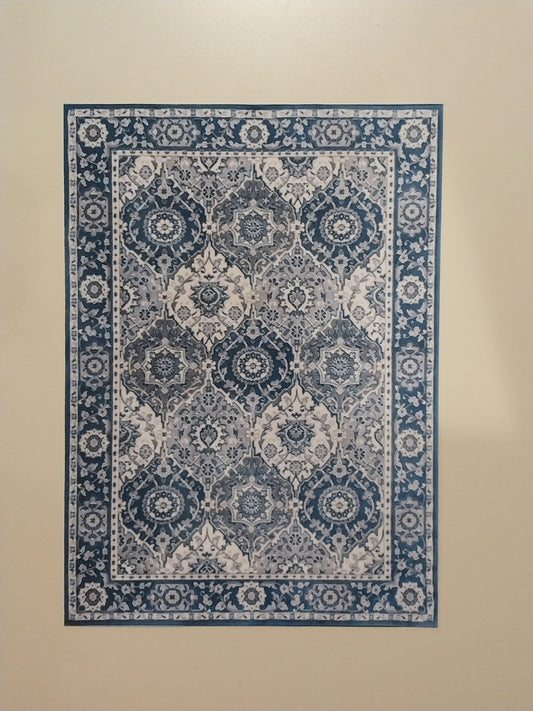 Rug, Oriental, Blue & White Floral