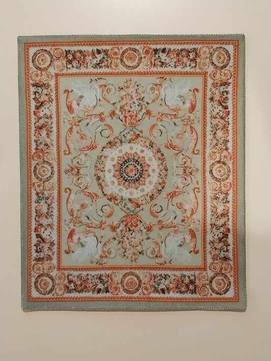 Rug, Green, Peach, Gold