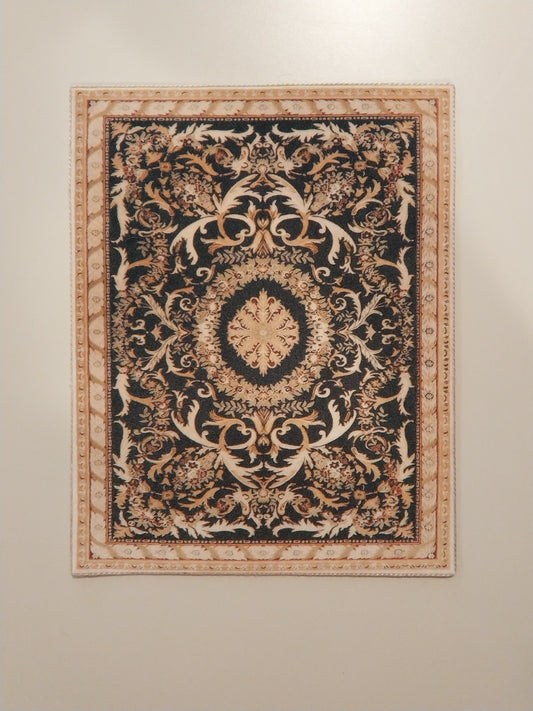 Rug, Black, Tan, Cream, Medium