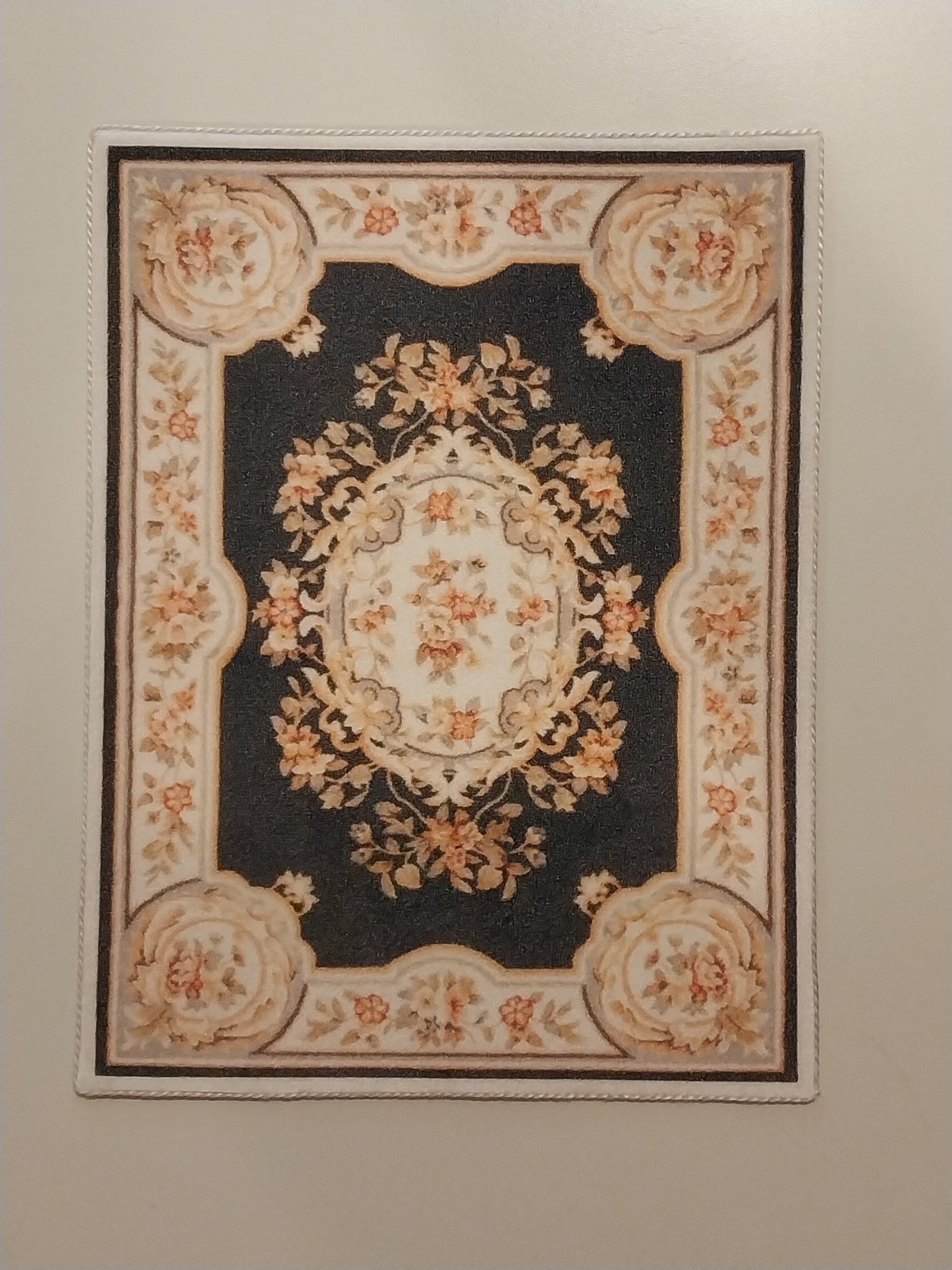 Rug, Black, Cream, Peach, Medium