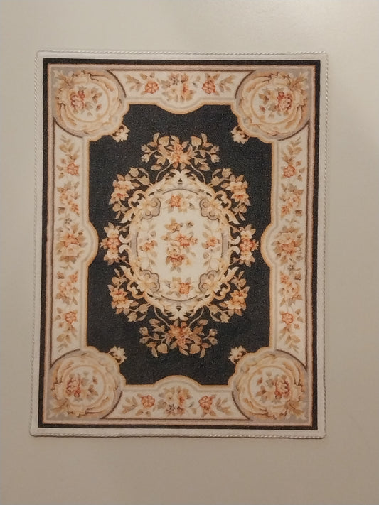 Rug, Black, Cream, Peach, Medium