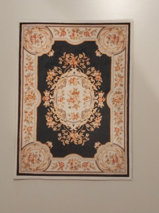 Rug, Black, Cream, Peach, Large