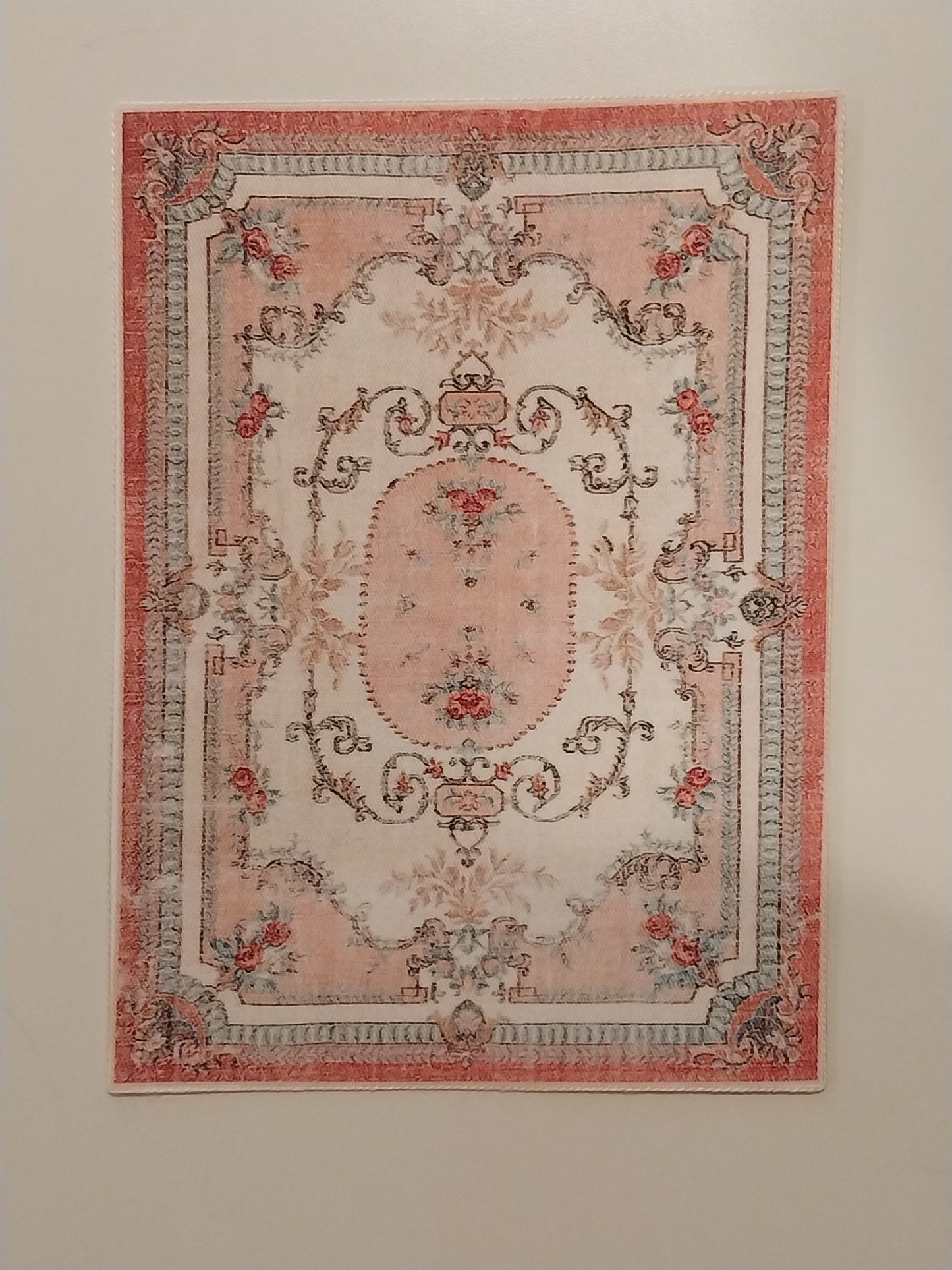 Rug, Oriental, Cream, Peach, Green