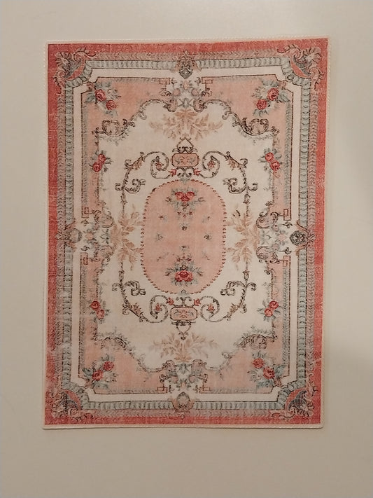 Rug, Oriental, Cream, Peach, Green