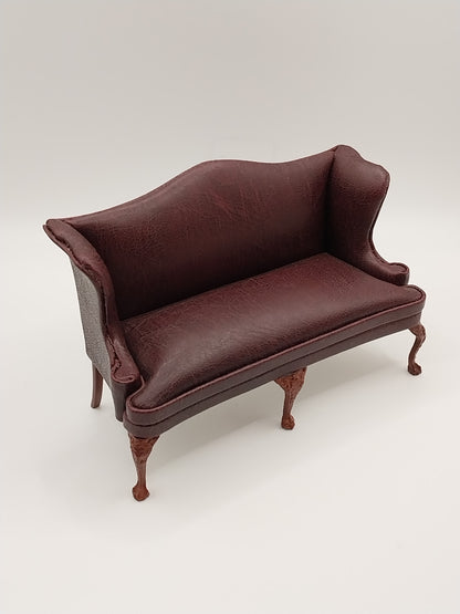 Mayes Leather Sofa, Burgundy, NWN