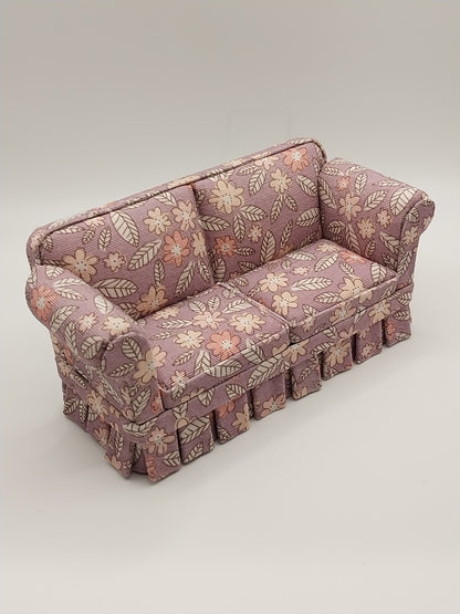 Country Style Sofa & Chair, Floral Lilac