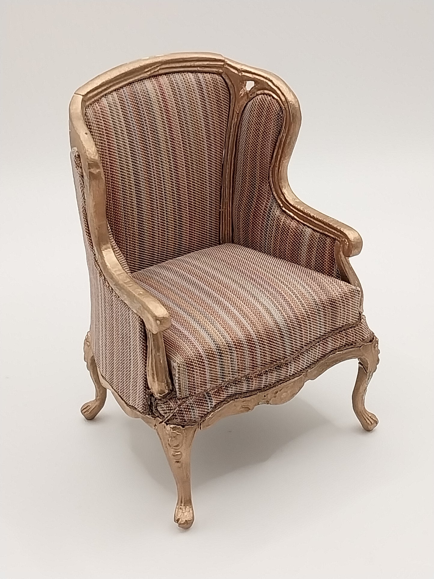 Dauphine Bergere Chair, Gold, Silk Stripe