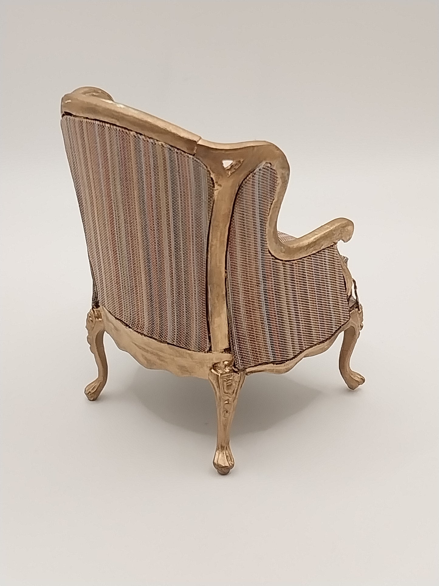 Dauphine Bergere Chair, Gold, Silk Stripe