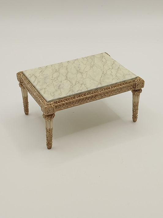 CBB764, Low Table with Marble Top, 22kt Gilt, Cream