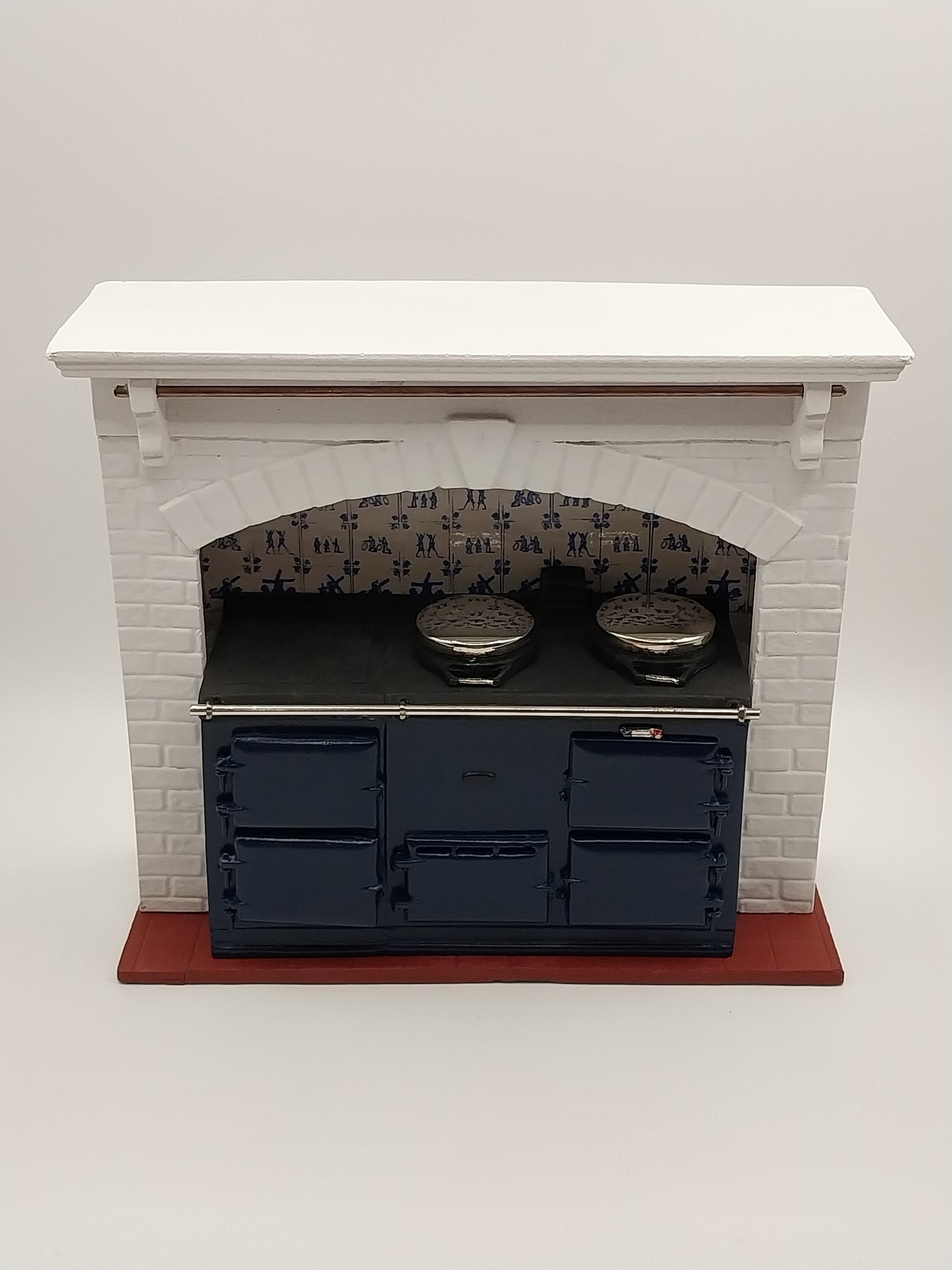 Stove Surround with Delft Tile & Blue AGA Stove