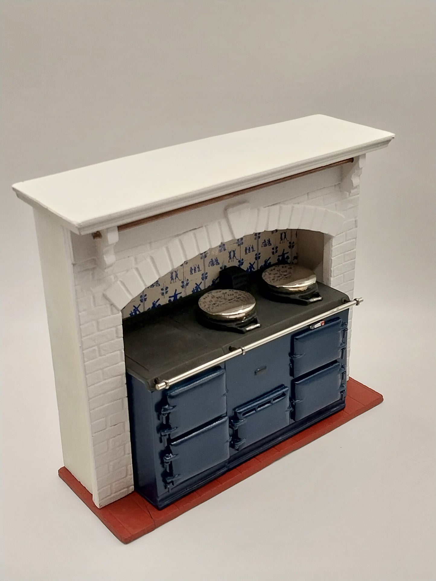 Stove Surround with Delft Tile & Blue AGA Stove