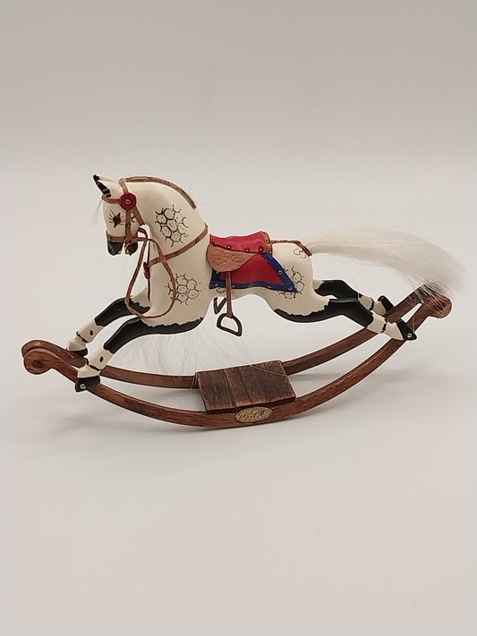 Rocking Horse, Handcarved, White & Black