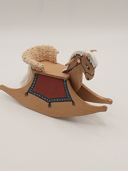 Rocking Horse, Handmade, Wicker Seat