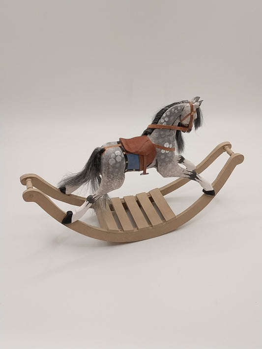 Rocking Horse, Handcarved, Grey Dapple