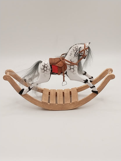 Rocking Horse, Handcarved, White Dapple