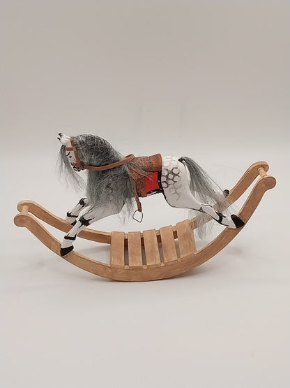 Rocking Horse, Handcarved, White Dapple