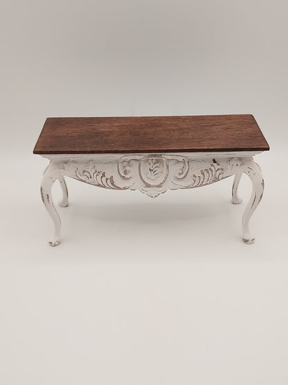 Shabby Italian Console with Walnut Top, White