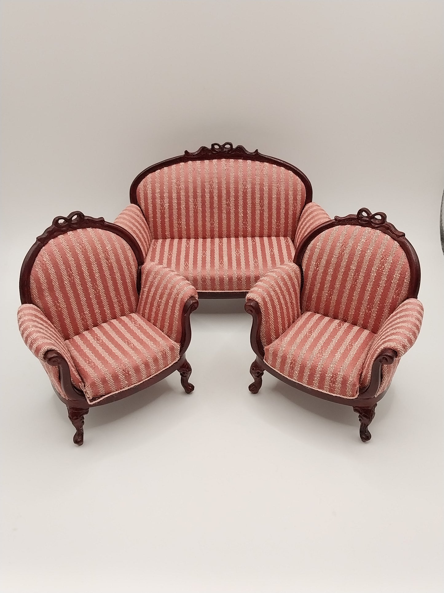 French Sofa & 2 Chairs, MH, Rose Stripe