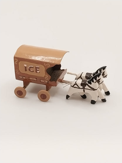 Wood Horse Ice Buggy, Handcarved