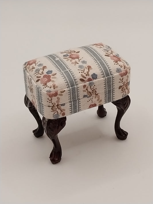 Stool, Blue Floral Stripe, MH